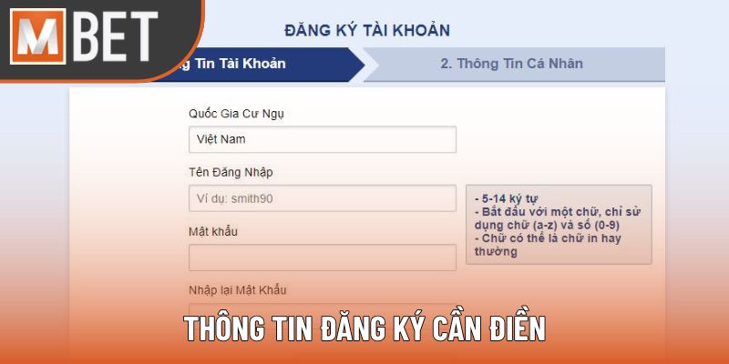 Bảng thông tin yêu cầu cần điền