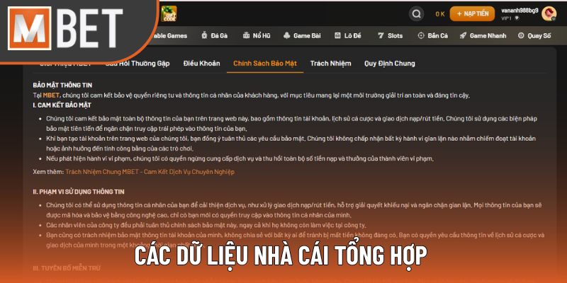 Các dữ liệu nhà cái tổng hợp 